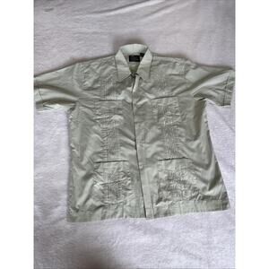 Guayabera By Haband Of Paterson Men XL Button Up Short Sleeve Green